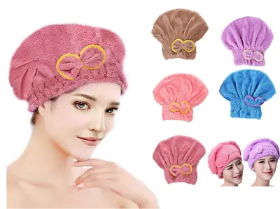 UK Super Absorbent Hair Towel Wrap Microfiber Hair Drying Towel Cap For Wet Hair • £3.98