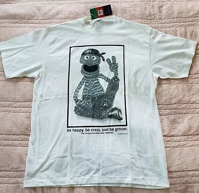 Vintage Sesame Street T-Shirt Top XL Grover JIM HENSON 90's Short Sleeve White • $79.95