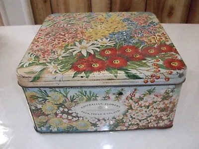 Vintage   Peek & Frean / Australian Wildflowers 9 X 9 X 5  Biscuit Tin  • $15