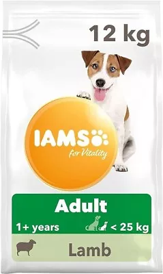 IAMS Complete Dry Dog Food For Adult 1+ Small And Medium Breeds With Lamb 12 Kg • £27.99