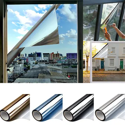 One Way Mirror Window Film Home Reflective Privacy Solar Tint Foil Glass Sticker • £7.89