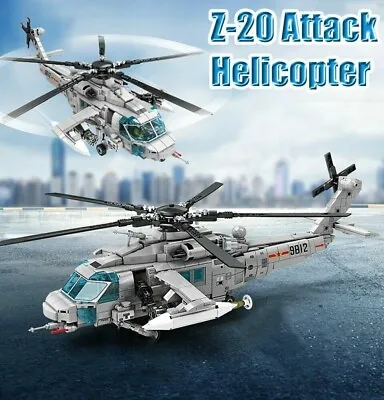 Building Blocks Set MOC Military Z20 Attack Helicopter Bricks Model Kids Toy DIY • $47.99