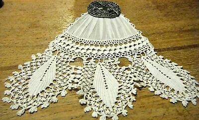 Antique Victorian Jabot Deco Irish Crochet Lace Voile Dainty Handcrafted Design  • $35.99