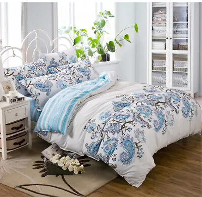 $37 • Buy All Size Bed Quilt Duvet Doona Cover Set 100% Cotton Bedding European Pillowcase