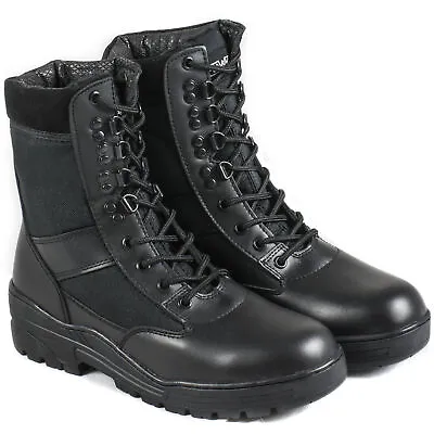 Nitehawk Army/Military Patrol Black Leather Combat Boots Outdoor Cadet Security • £29.99