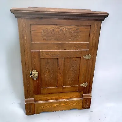 Antique Wooden Oak Ice Box Fridge Cabinet Cupboard • $299.99