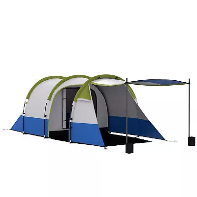 Outsunny 2-3 Man Camping Tunnel Tent With Bedroom And Living Room Green • £73.99