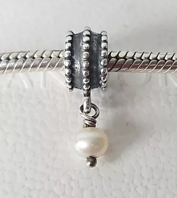 Genuine Pandora Bracelet Charm - Beveled Pearl Dangle Charm 925 ALE  • £6.50
