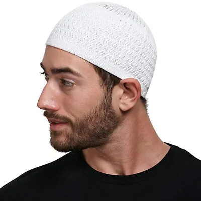 Muslim Islamic Men's Prayer Mosque Hat Kippah Hat Male Beanies Cap Skull Caps • £4.55