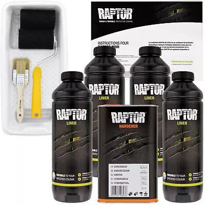 U-POL Raptor Tintable Spray-On Truck Bed Liner KitTray & Brush 4 Liters • $149.99