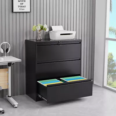 $229.99 • Buy 3-Drawer Lateral File Cabinet For Letter W/Lock Metal Storage Cabinet For Office