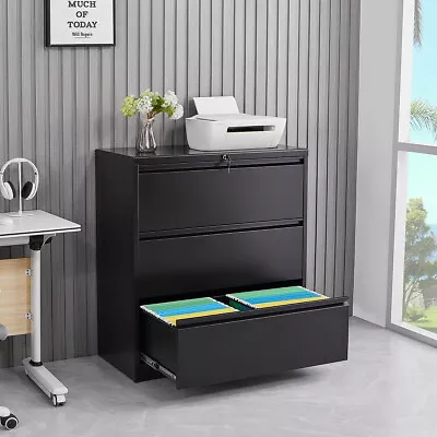 3-Drawer Lateral File Cabinet For Letter W/Lock Metal Storage Cabinet For Office • $179.99