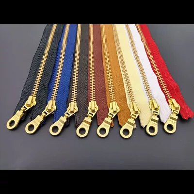 YKK NO 5# Brass Zip Zipper Closed End Metal Heavyweight Jacket Puller 50cm DIY • $11.55