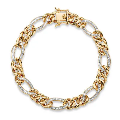 PalmBeach Jewelry Men's Genuine Diamond Accent Gold-Plated Bracelet 8.5  • $27.97