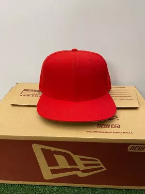 Vintage New Era Snapback Hat Red Blank Made In USA Pro Model Medium Large 1999 • $18