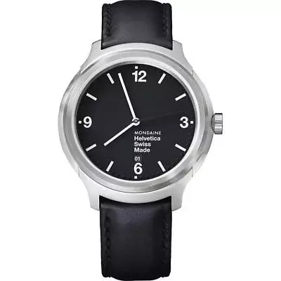 Mondaine Helvetica No1 43mm Bold Steel Black Dial Mens Quartz Watch MH1.B1220.LB • $180