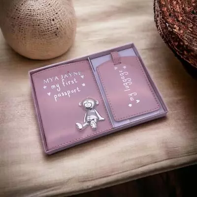 Personalised Baby Girl Passport Cover And Luggage Tag Holder Gift CG988P • £20.99