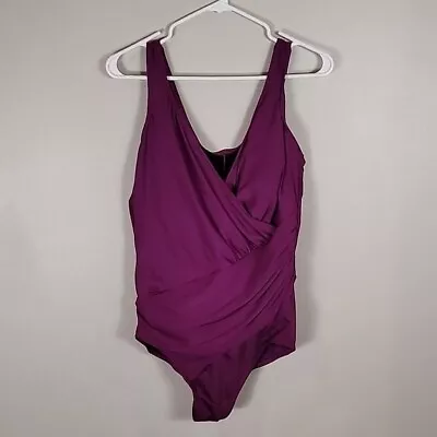 MiracleSuit Womens Tummy Control One Piece Swimsuit Size 18 XL Purple Ruched • £47.45