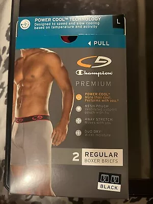 NEW Champion PREMIUM Power Cool Pack Of 2  Boxer Briefs Black Size(Large) • $15