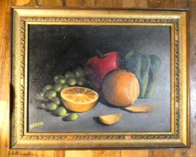 $34.99 • Buy Vintage-LARSSON-Original Still Life  Fruits-Vegetable  Oil Painting-Framed