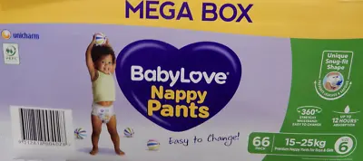 Baby Love Nappy Pants Size 6 15 - 25 Kg  66 Pack. Super Pack • $45.99