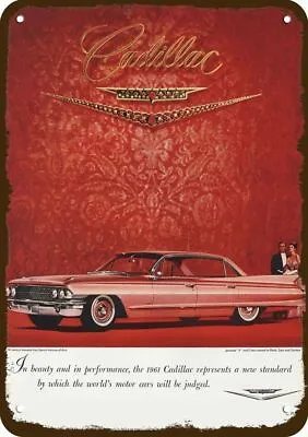 1961 CADILLAC FLEETWOOD 60 Pink Car Vintage-Look DECORATIVE REPLICA METAL SIGN • $24.99