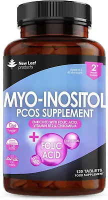 Myo-Inositol PCOS Supplement With Folic Acid120 Tablets By New Leaf • £20.77