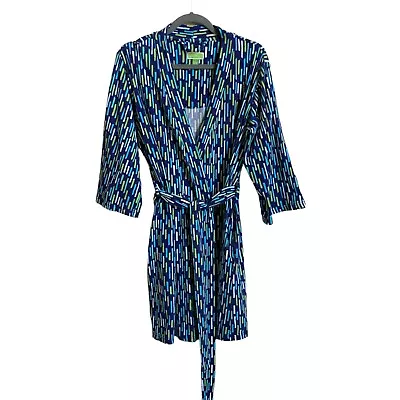 Vera Bradley Blue Turquoise & White Belted Short Robe Women’s S/M With Pockets • $19.75