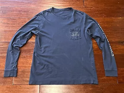 Vineyard Vines Blue Mens Medium Chest Pocket Big Whale Long Sleeve Logo T Shirt • $11.99