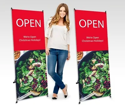 TWO (2) Signworld X Banner Stand Tripod Trade Show Display Medium 32 X72  Stands • $15