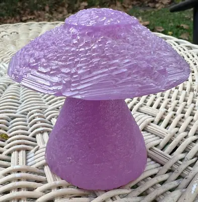 Vintage Mushroom Unique Pink Glass Stone Hand Carved  Paperweight Rare! • $29.22