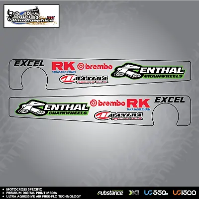 Kawasaki Renthal Maxima Excel RK Swingarm Green On Clear Decal Sticker MX (217) • $18.68