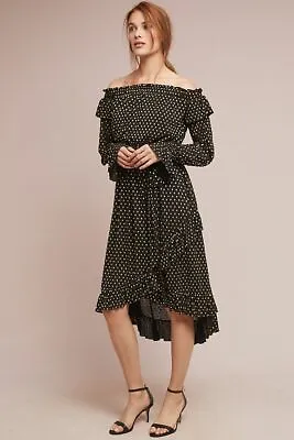 $207.90 • Buy $415 ANTHROPOLOGIE  SHOSHANNA MEDLEY OFF-THE-SHOULDER DRESS Size 6P New Black