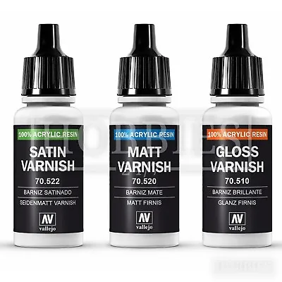 £4.19 • Buy Vallejo Varnish Gloss Matt Satin Acrylic Resin Model Airbrush Paint 17ml Bottle