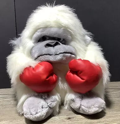 Red Boxing Glove White Gorilla Ape 1980s Vintage XL Monkey Plush Soft Toy Animal • $39.95