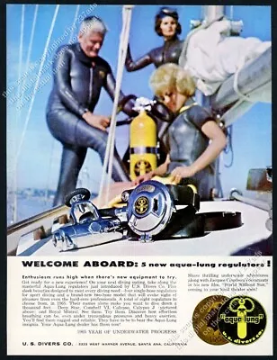 1965 US Divers Aqua Lung Scuba Diving Regulator Tank Photo Vintage Print Ad • $12.14