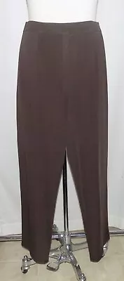 Misook Dark Brown Acrylic Knit Flat Front Straight Leg Trouser Dress Pants L • $29.99