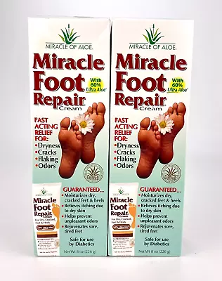 Miracle Of Aloe Miracle Foot Repair Cream With 60% Aloe 8oz Each Lot Of 2 • $32.95