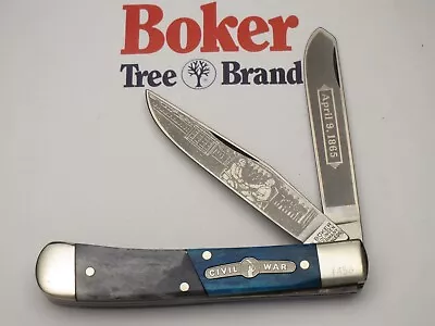 Vintage BOKER Solingen 2525 Large Trapper Knife Bone Handles CIVIL WAR Tribute • $95