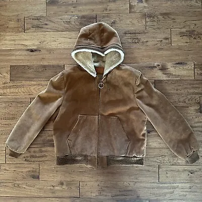 Vintage William Barry Made In USA Suede Hoodie Fur Lining Men’s Large 42 • $85