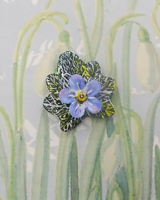 FORGET-ME-NOT BROOCH Forget-Me-Not Pin Friendship Pin Masonic Lapel HAND PAINTED • $8.08