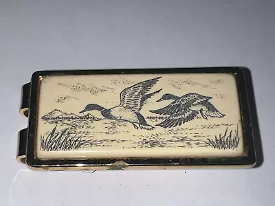 Vintage Anson Ducks Cattails Gold Tone  Money Clip • $4.99