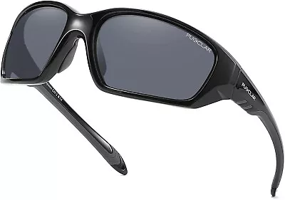 Polarised Men Sunglasses Sports Driving Women Cycling Running Black TR90 Frame • £8.98