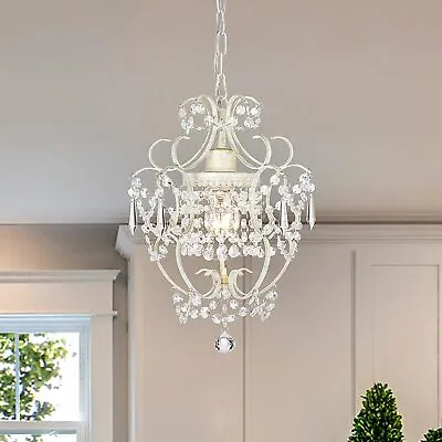 White Chandelier Mini Crystal Chandelier Lighting 1 Light Small Chandelier • £22.99