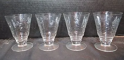 $25 • Buy Footed Etched Floral Crystal Parfait Tumblers Dessert Or Juice Glasses 4 Total