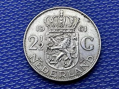 1961 Netherlands 2 1/2 Gulden Coin XF .720 Silver  15g33mm   #ZD39 • $31.26