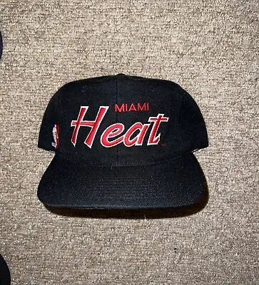 90s Vtg Sports Specialties Snapback Miami Heat Double Line Script NBA • £399.99