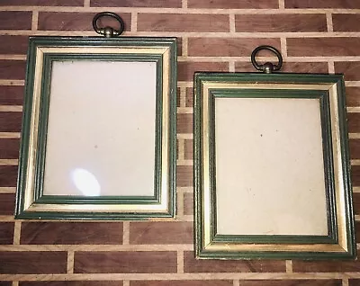 2 Vintage 5X7  Wood Frames Green & Gold 4X5  Opening • $13.48