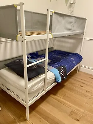 Ikea Vitval Bunk Bed Frame White/ Grey  W/ Ladder Very Good Condition • £250