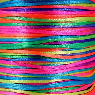 10m Of SILKY RATTAIL BRIGHT MULTI COLOURED JEWELLERY  String CORD  1mm MULTI • £1.99